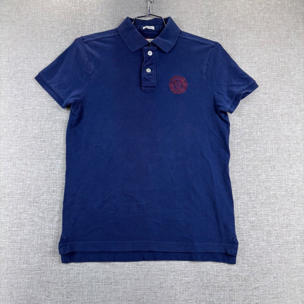 Abercrombie & Fitch Mens Muscle Fit Polo Shirt Navy Blue Crest Logo Size M